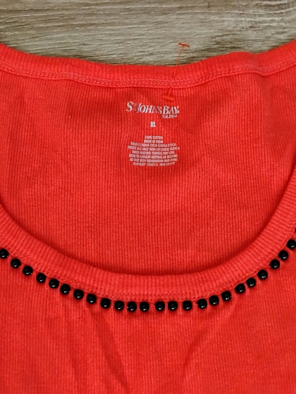 St. John's Bay Red Embellished Ribbed Women's Tank Top - Picture 3 of 7